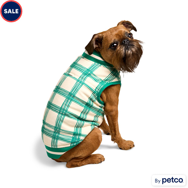YOULY Plaid Pet Vest, XX-Small, Green - Carousel image #1