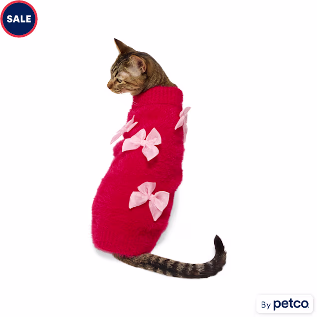 Merry Makings Pretty Bows Holiday Pet Sweater, X- Small - Carousel image #1