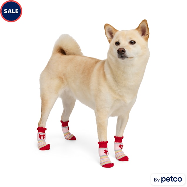 Merry Makings Holiday Doe Striped Pet Socks, Small, Pack of 2 - Carousel image #1