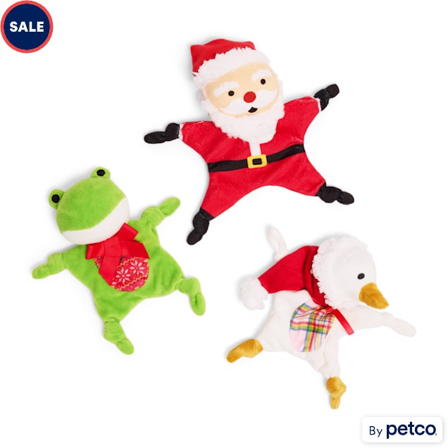 Merry Makings Holiday Character Flat Plush Dog Toys, Small, Pack 3 - Carousel image #1