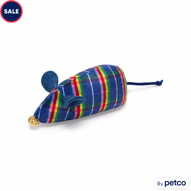 Merry Makings Blue Plaid Mouse Cat Toy, X-Small - Carousel image #1