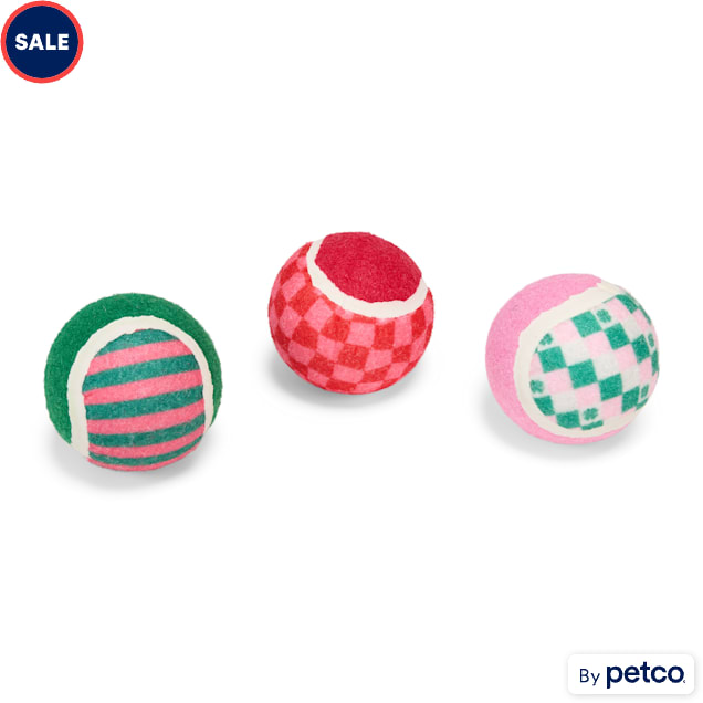 YOULY Valentine's Tennis Ball Dog Toy Set, Small, Pack of 3 - Carousel image #1