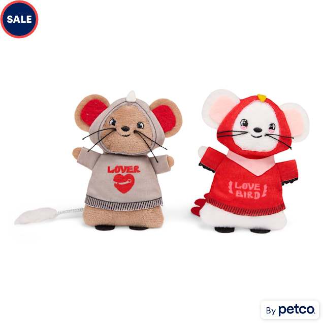 YOULY Valentine Mice Plush Cat Toys, X-Small, Pack of 2 - Carousel image #1