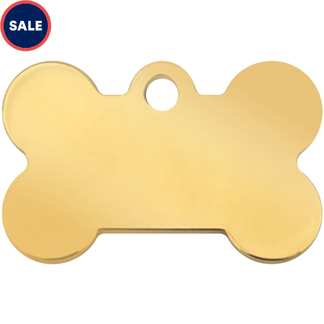 Quick-Tag Small Gold Bone Personalized Engraved Pet ID Tag - Carousel image #1