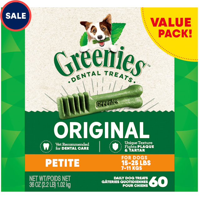 Greenies Original Petite Natural Dog Dental Care Chews Oral Health Dog Treats, 36 oz., Count of 60 - Carousel image #1