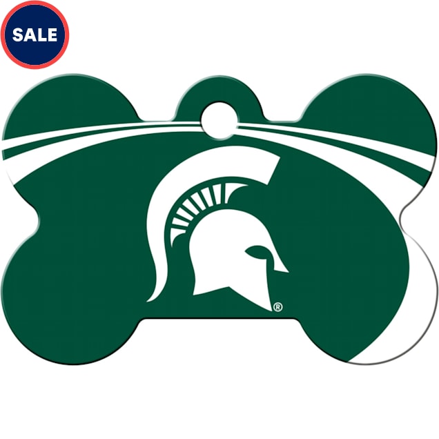Quick-Tag Michigan State NCAA Bone Personalized Engraved Pet ID Tag, 1 1/2" W X 1" H - Carousel image #1