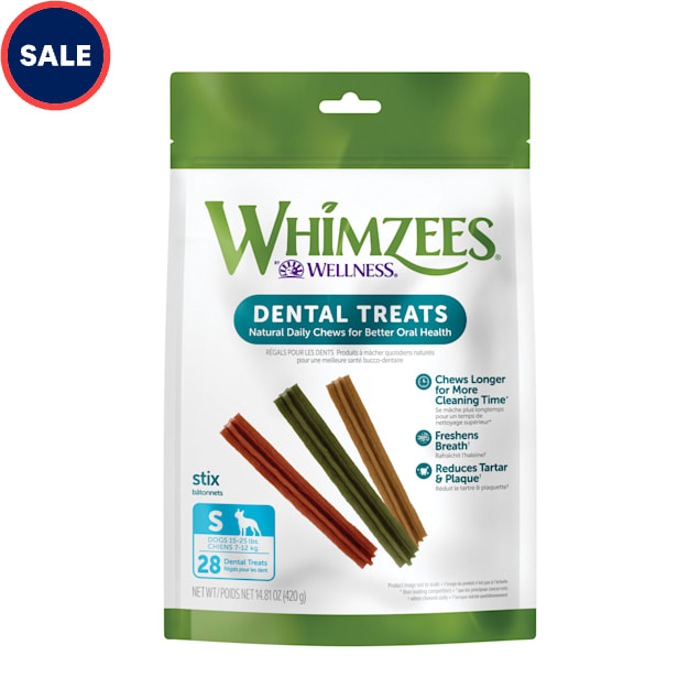 Whimzees Natural Grain Free Daily Dental Long Lasting Stix Small Dog Treats, 14.8 oz., Pack of 28 - Carousel image #1