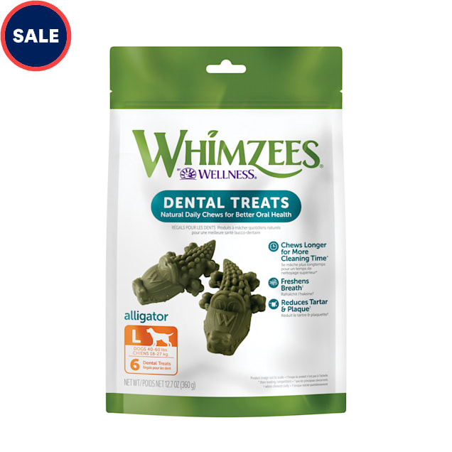 Whimzees Natural Grain Free Daily Dental Long Lasting Alligator Large Dog Treats, 12.7 oz., Pack of 6 - Carousel image #1