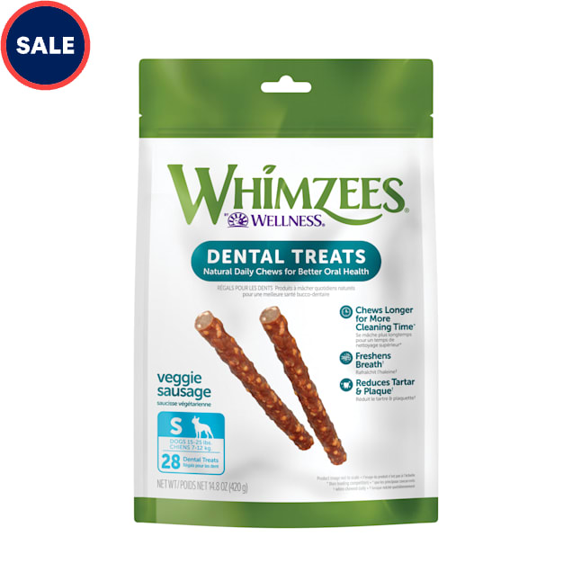 Whimzees Small Veggie Sausage Dog Treats, 28-count - Carousel image #1