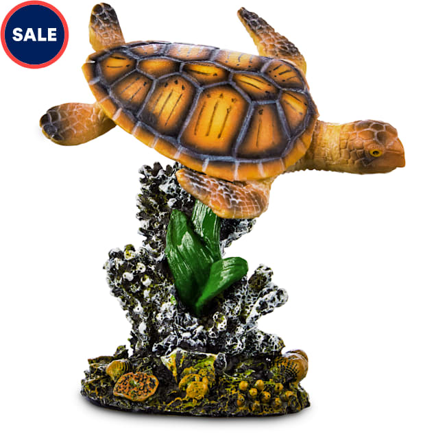Imagitarium Sea Turtle and Coral Garden Aquarium Ornament, Small - Carousel image #1