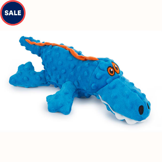 goDog Gators With Chew Guard Technology Plush Squeaker Dog Toy Blue, Large - Carousel image #1