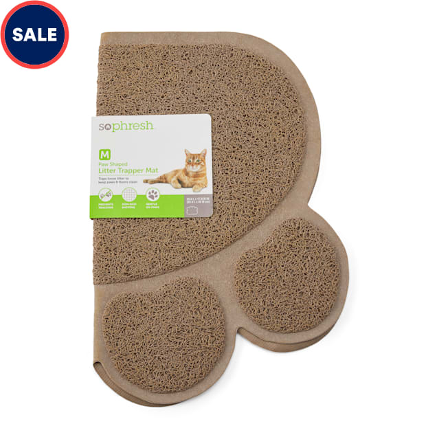 So Phresh Tan PawShaped Cat Litter Trapper Mat, 23.5" L X 14" W Petco