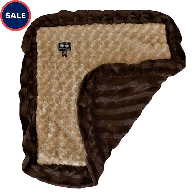 Bessie & Barnie Luxury Ultra Plush Camel Rose Godiva Brown Pet Blanket for Dogs, 24" x 24" - Carousel image #1