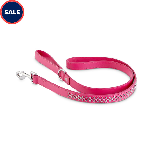 Bond & Co. Leather Bling Pink Dog Leash, 5 ft. - Carousel image #1