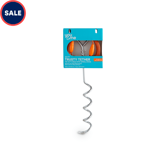 EveryYay Trusty Tether Tie-Out Cable with Spiral Stake for Dogs up to 50 lbs., 20' ft., Medium - Carousel image #1