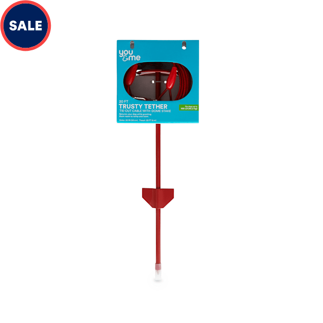 You & Me Trusty Tether Tie-Out Cable with Dome Stake for Dogs up to 100 lbs., 20' L, Large - Carousel image #1
