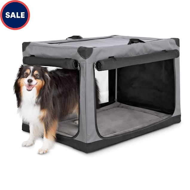 Animaze Portable Canvas Dark Grey Dog Crate, 36" - Carousel image #1