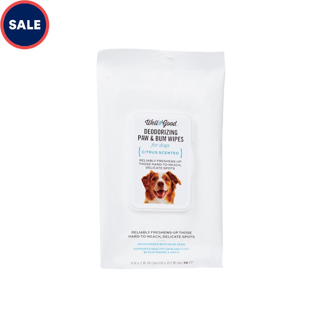 Well & Good Deodorizing Paw and Bum Dog Wipes, Pack of 24 - Carousel image #1