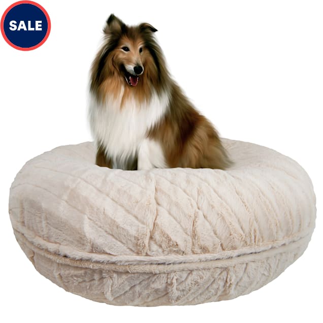 Bessie and Barnie Signature Natural Beauty Luxury Extra Plush Faux Fur Bagel Pet Bed, 24" L X 24" W X 10" H - Carousel image #1