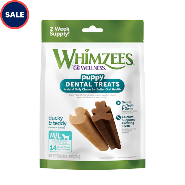 Whimzees Natural Grain Free Dental Medium/Large Puppy Treats, 7.4 oz., Pack of 14 - Carousel image #1