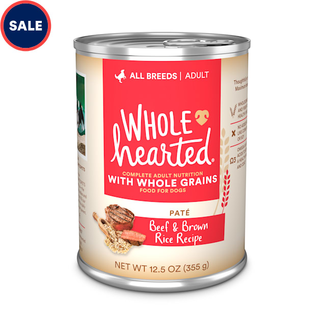 WholeHearted Beef & Brown Rice Recipe Pate with Whole Grains Wet Dog Food, 12.5 oz., Case of 12 - Carousel image #1