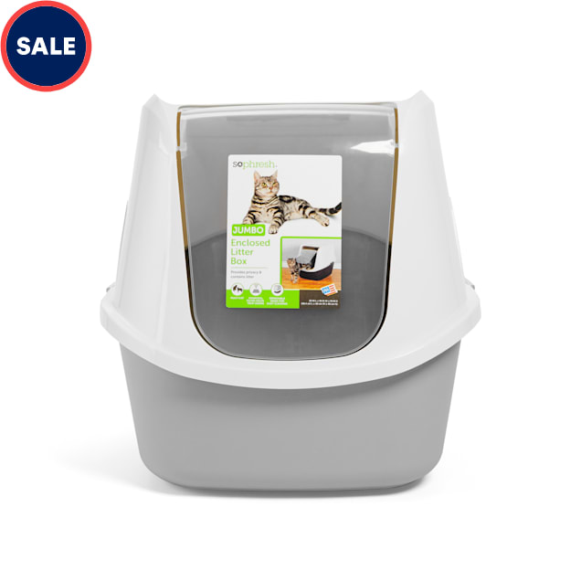So Phresh Grey Jumbo Enclosed Cat Litter Box, 23" L X 19" W X 19" H - Carousel image #1