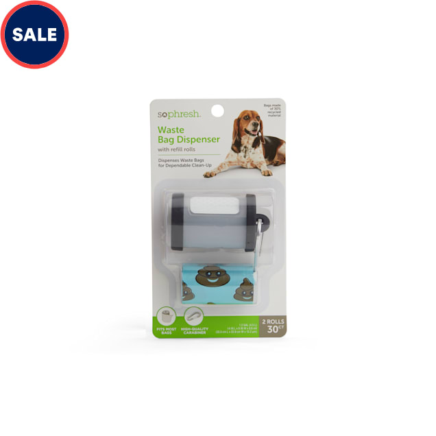 So Phresh Black & Clear Dog Waste Bag Dispenser with Poop Face Refill