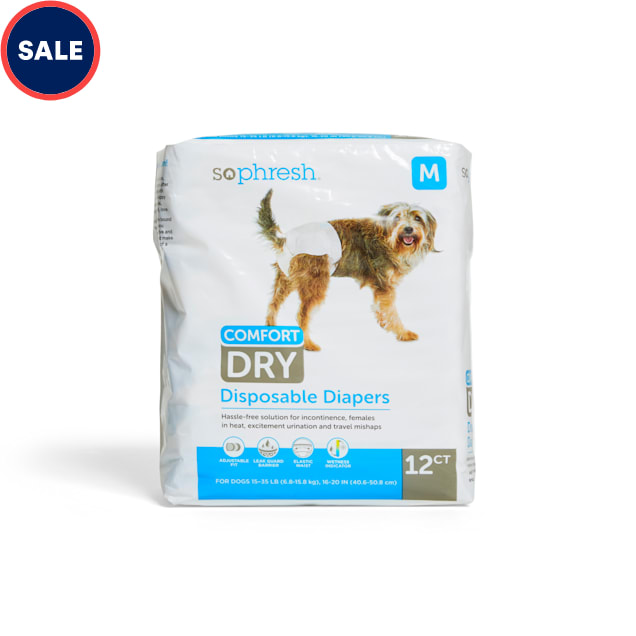 So Phresh Medium Dry Comfort Disposable Pet Diapers, Count of 12 - Carousel image #1