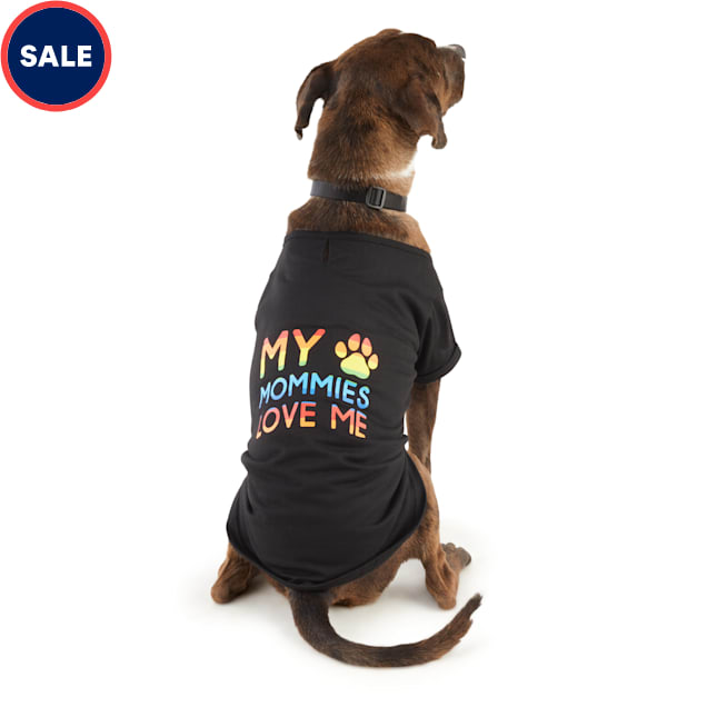 YOULY The Proudest Rainbow My Mommies Love Me Dog T-Shirt, Large - Carousel image #1