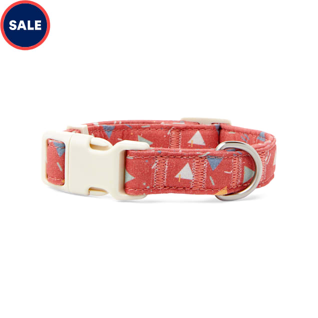 YOULY The Wanderer Red & Multicolor Triangle-Print Dog Collar, Small - Carousel image #1