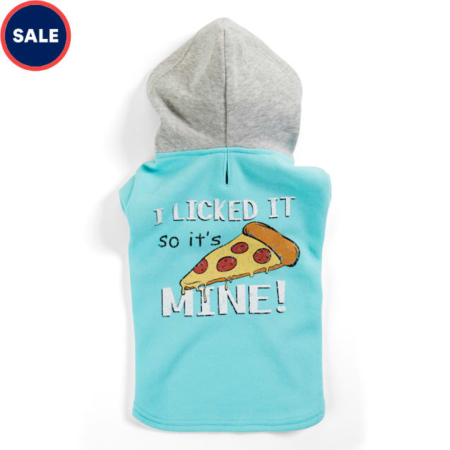 YOULY The Gourmet Blue I Licked It So It's Mine Pizza Dog Hoodie, XX-Small - Carousel image #1
