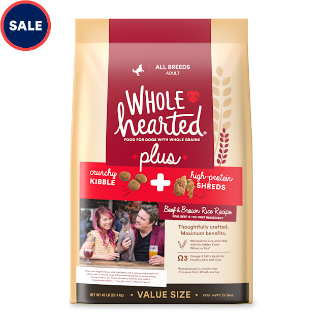 WholeHearted Plus Beef & Brown Rice Recipe with Whole Grains Plus Dry Dog Food, 45 lbs. - Carousel image #1