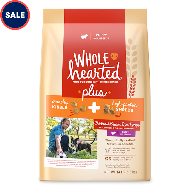 WholeHearted Plus Chicken & Brown Rice Recipe with Whole Grains Dry Puppy Food, 14 lbs. - Carousel image #1
