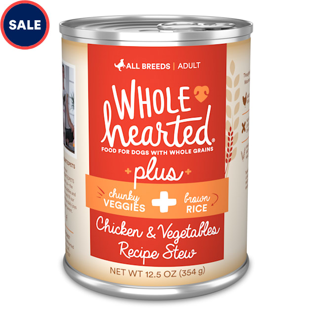 WholeHearted Plus Chicken, Vegetables & Brown Rice Recipe Stew with Whole Grains Wet Dog Food, 12.5 oz., Case of 8 - Carousel image #1