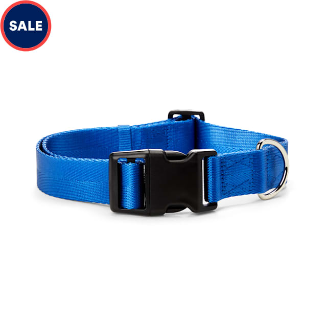 YOULY The Classic Blue Webbed Nylon Dog Collar, Small - Carousel image #1