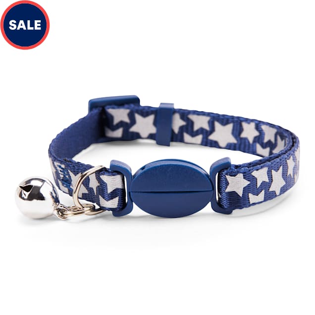 YOULY The Legend Navy Reflective Star-Print Breakaway Cat Collar - Carousel image #1