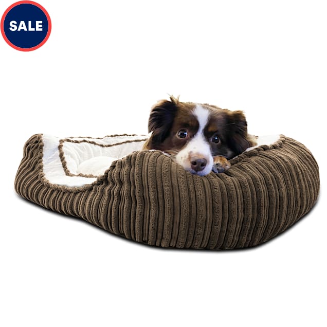 Pure Comfort Brown Corduroy Oval Cuddler for Dogs, 20" L X 30" W X 8" H - Carousel image #1