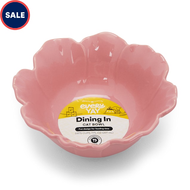 EveryYay Dining In Pink Floral-Shaped Cat Bowl, 0.875 Cups - Carousel image #1