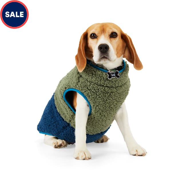 YOULY The Nature Lover Navy Colorblocked Reversible Dog Fleece Coat, XX-Small - Carousel image #1