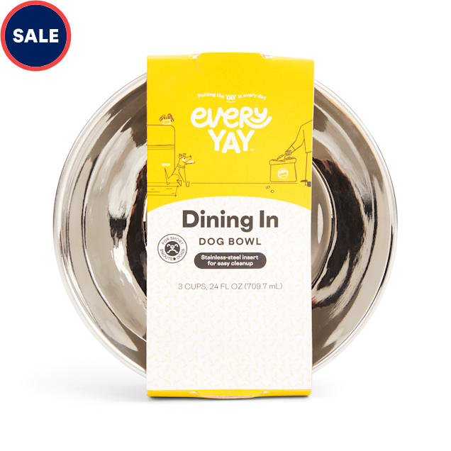 EveryYay Dining In Slanted Stainless-Steel Dog Bowl, 3 Cups - Carousel image #1