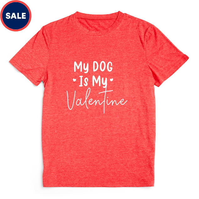 YOULY My Dog is My Valentine Human Tee, Small/Medium - Carousel image #1