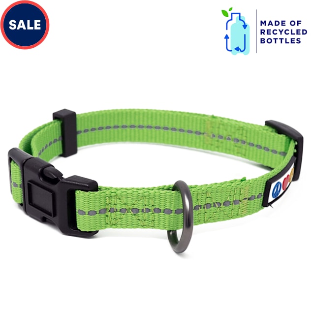 Pawtitas Green Recycled Reflective Dog Collar, X-Small - Carousel image #1