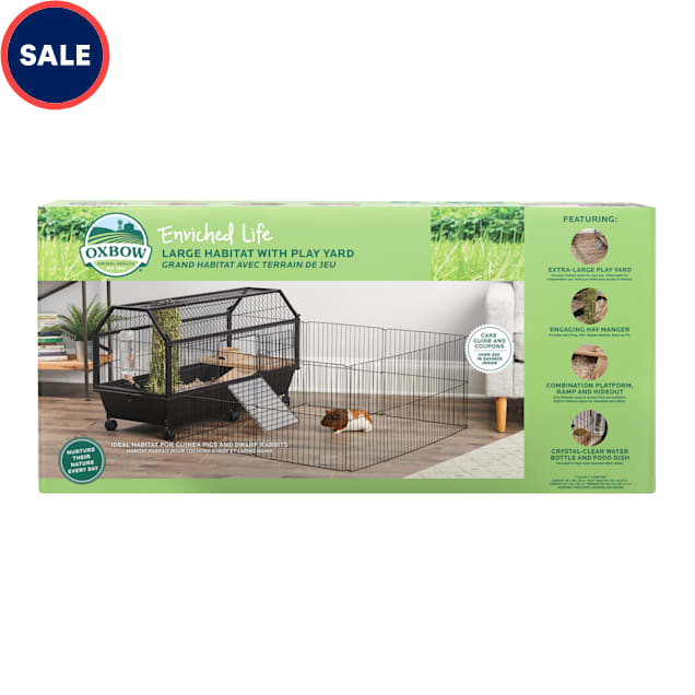 Oxbow Enriched Life Habitat with Play Yard for Guinea Pig, 7.5" L X 40.5" W X 18.75" H - Carousel image #1