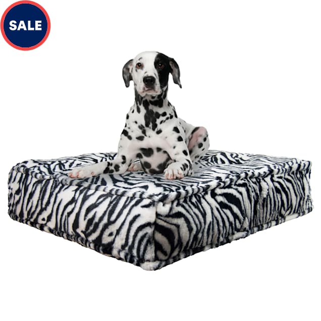 Bessie and Barnie Zebra Ultra Plush Faux Fur Luxury Shag Durable Sicilian Rectangle Pet Bed, 28" L X 24" W X 6" H - Carousel image #1