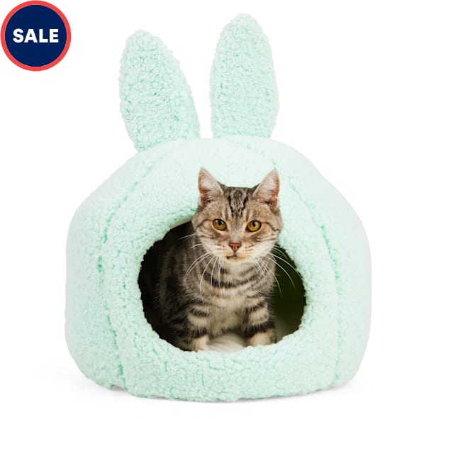 YOULY Easter Bunny Ear Hooded Pet Bed, 14" L X 14" W - Carousel image #1