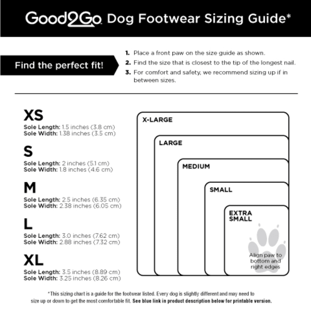 Dog Boot Size Chart vlr.eng.br