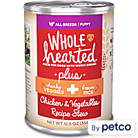 WholeHearted Plus Chicken, Vegetables & Brown Rice Recipe Stew with Whole Grains Wet Puppy Food