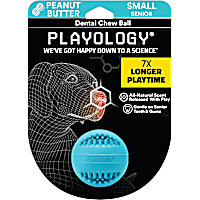 Playology Senior Dental Chew Ball Peanut Butter Dog Toy