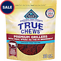 Blue Buffalo True Chews Made in the USA with Natural Ingredients, Steak Premium Grillers Dog Treats