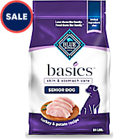 Blue Buffalo Basics Skin & Stomach Care, Limited Ingredient Diet, Turkey Recipe Senior Dry Dog Food